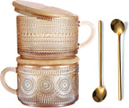 Arabian Vintage Glass Coffee Mug with Bamboo Lid