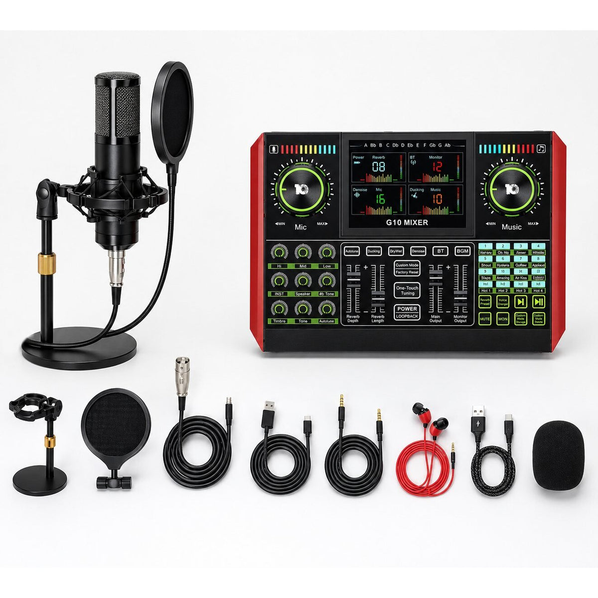 Complete Podcast Audio Mixer & Condenser Mic Bundle