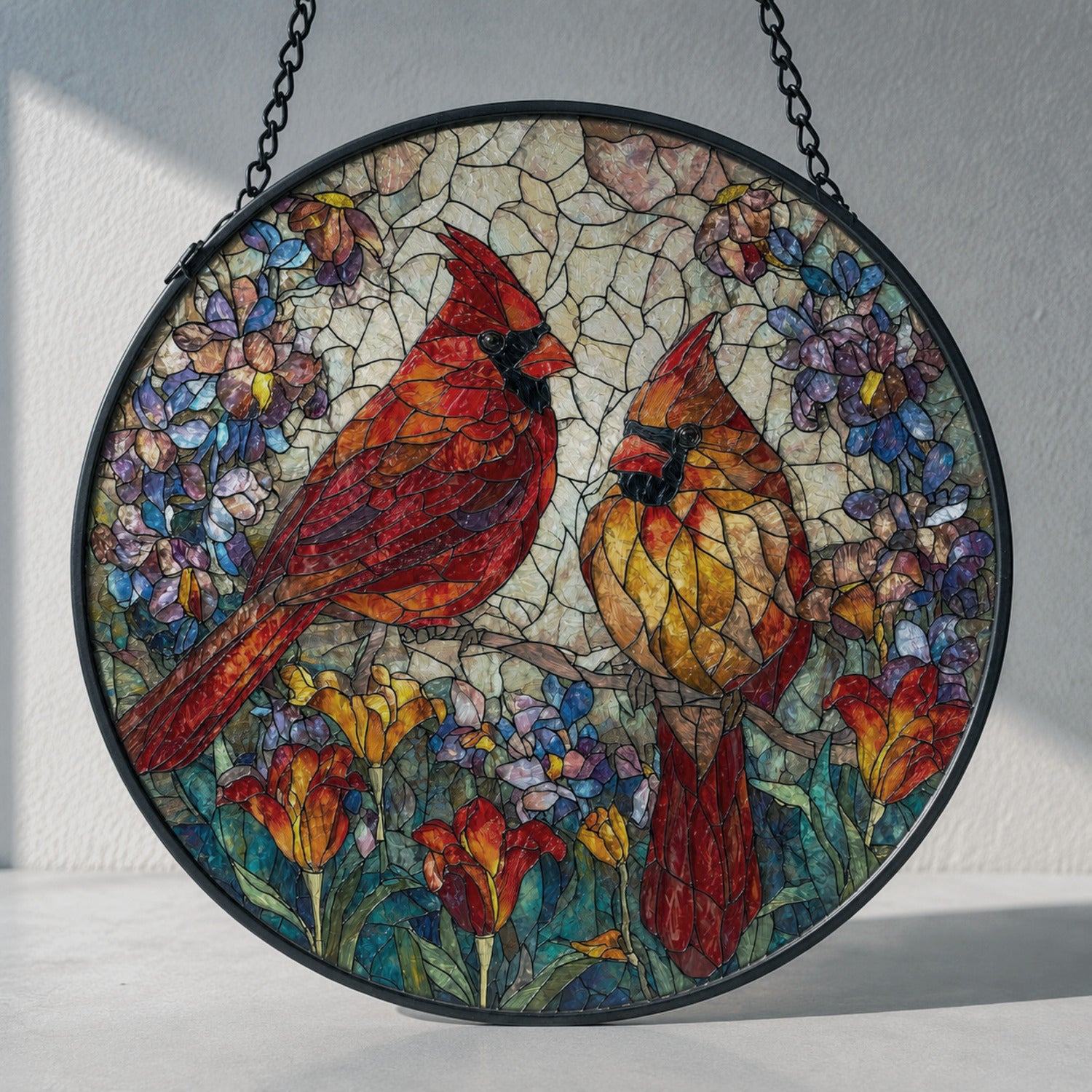 Cardinal Stained Glass Suncatcher