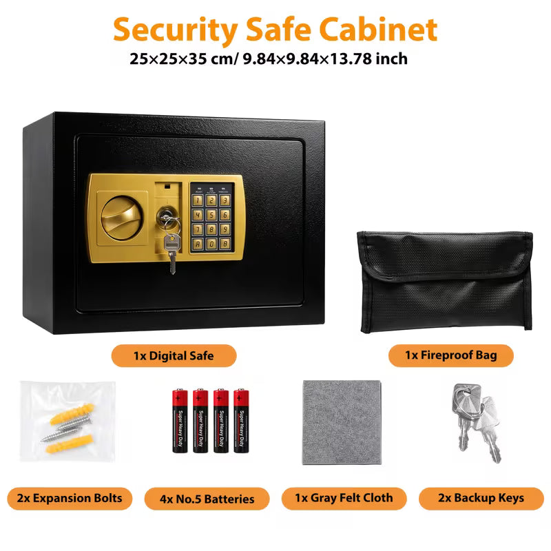 Digital Electronic Security Safe with Fireproof Bag