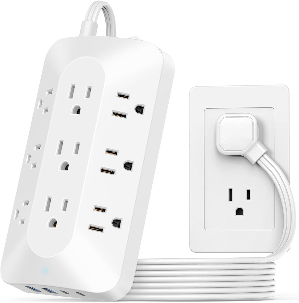 13-in-1 Power Strip with 9 Outlets & 4 USB Ports – 5 ft Cord