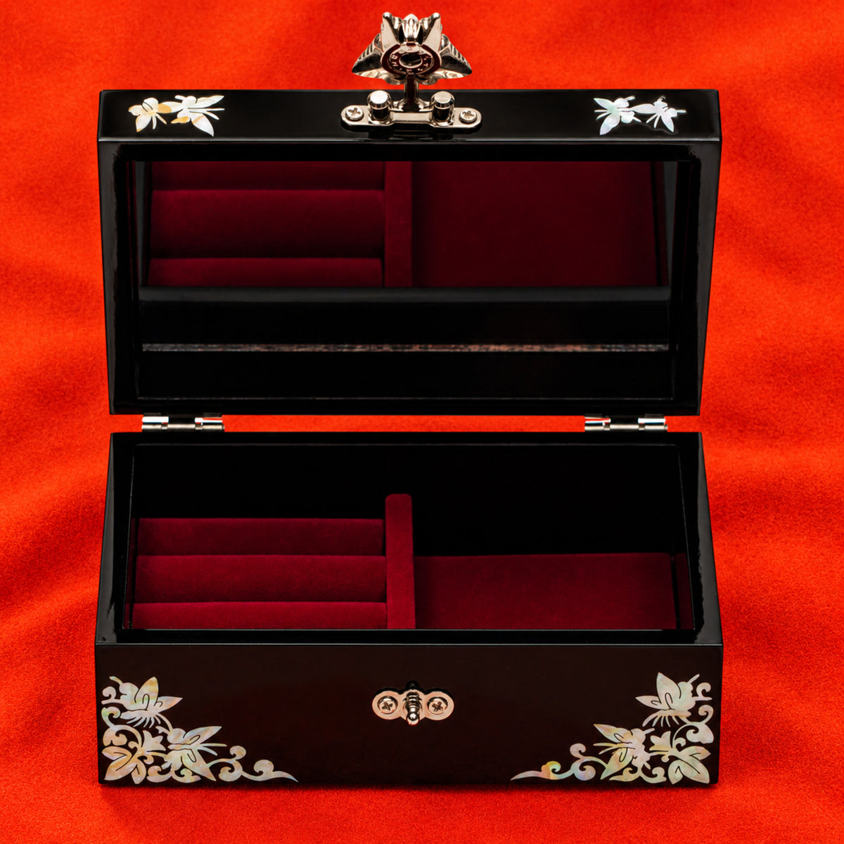 Mother of Pearl Jewelry Box with Mirror Handmade Storage