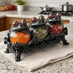 3-Piece Frog Apothecary Spice Jar Set with Stand