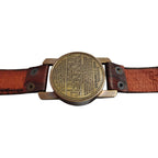 Handmade Brass Sundial Compass with Brown Leather Wristband