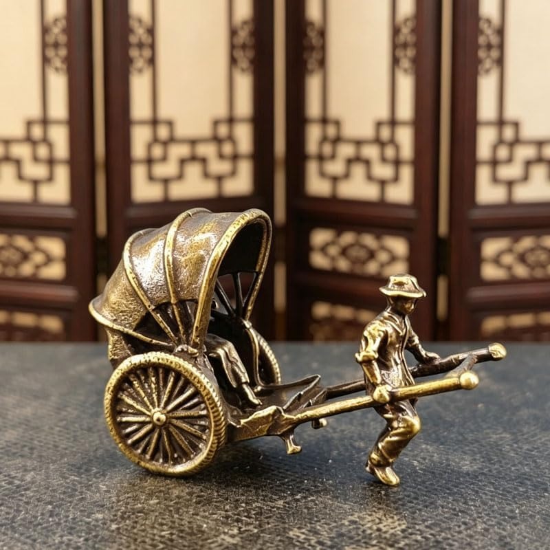 Pair of Brass Rickshaw Puller Miniature Figures