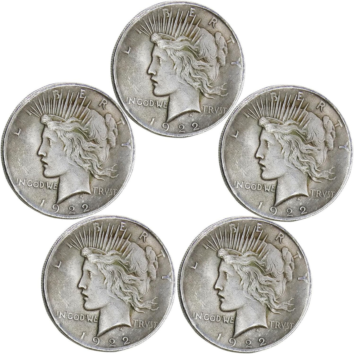 5-Pc 1922 Liberty Peace Coin Set