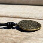 Roman Coin Cross Pendant Necklace on Leather Cord