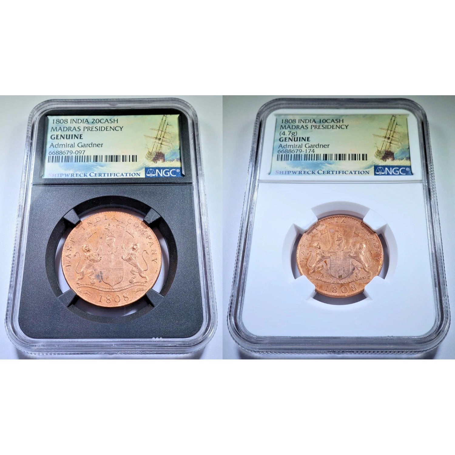 1808 British India Admiral Gardner Shipwreck Coin Set