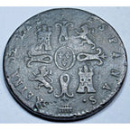 1844 Spain Isabella II Copper 2 Maravedis Coin