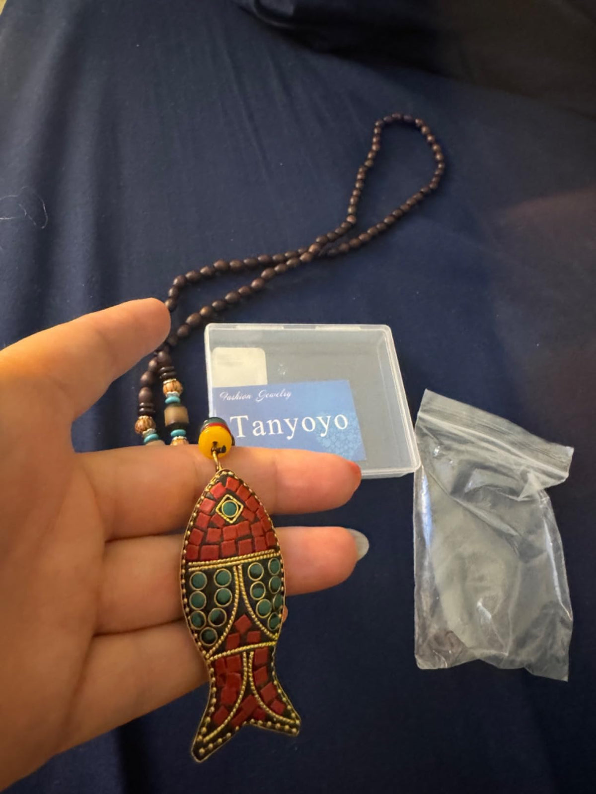 Bohemian-Style Turquoise & Wood Beaded Long Necklace