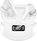 Bluetooth 5.4 Wireless Earbuds with LED Charging Case - White