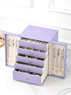 Large 5-Drawer Faux Leather Jewelry Organizer Box