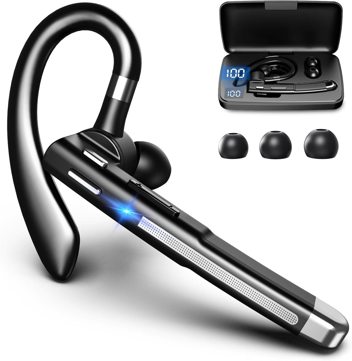 Wireless Bluetooth Headset with ENC Microphone & Charging Case