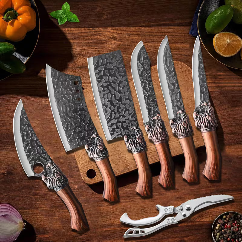 7-Piece Damascus-Style Kitchen Knife Set