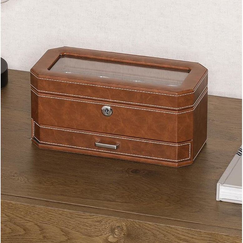 Leather 4 Slot Watch Display Box