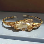Handcrafted Baroque Freshwater Pearl Wire Cuff Bracelet