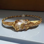 Handcrafted Baroque Freshwater Pearl Wire Cuff Bracelet