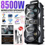 Portable Wireless Speaker with Subwoofer and LED Lights