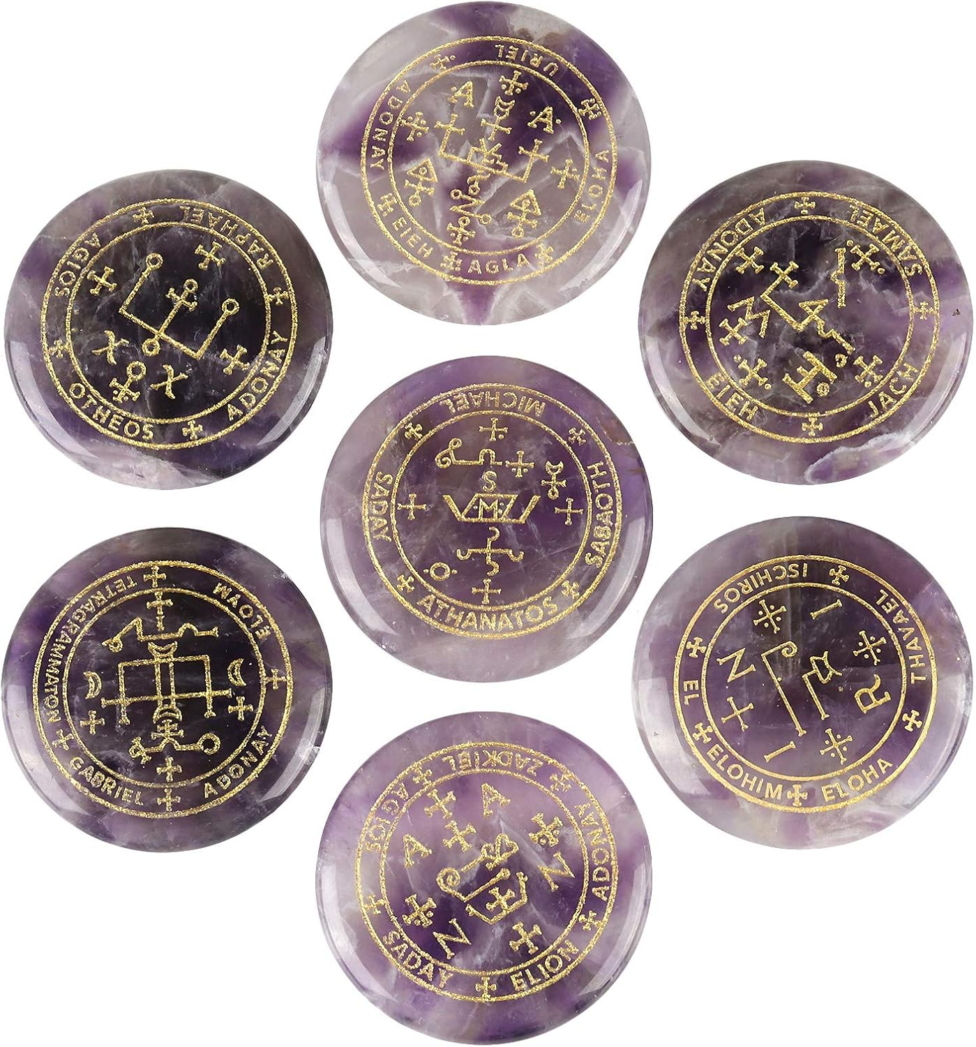 Set 7 Amethyst Engraved Archangel Talisman Collection