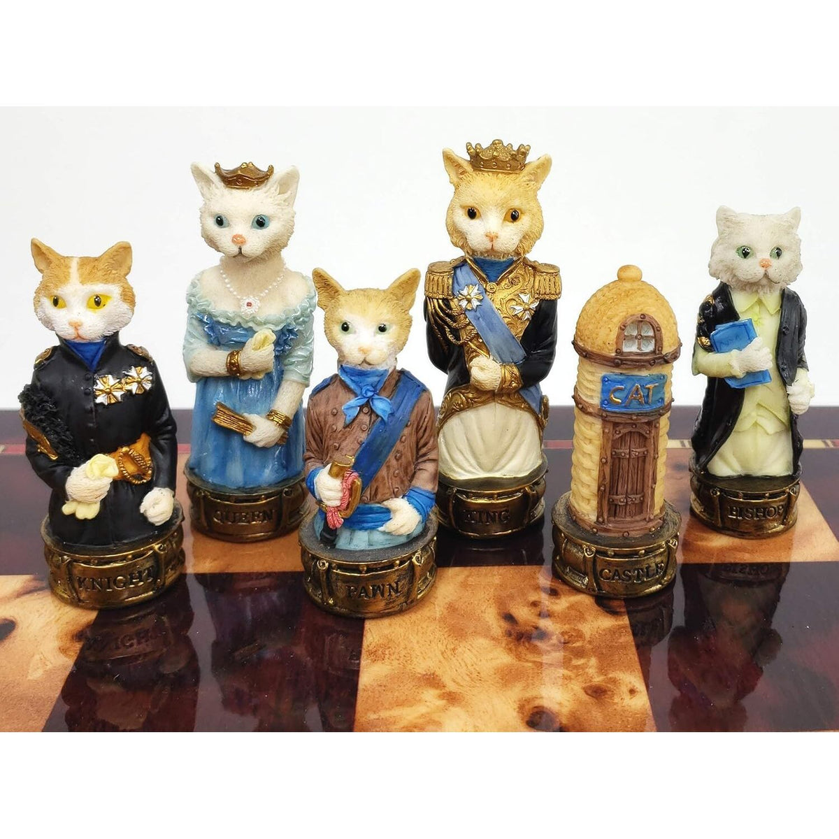 Royal Cats vs Dogs Hand-Painted Chess Set