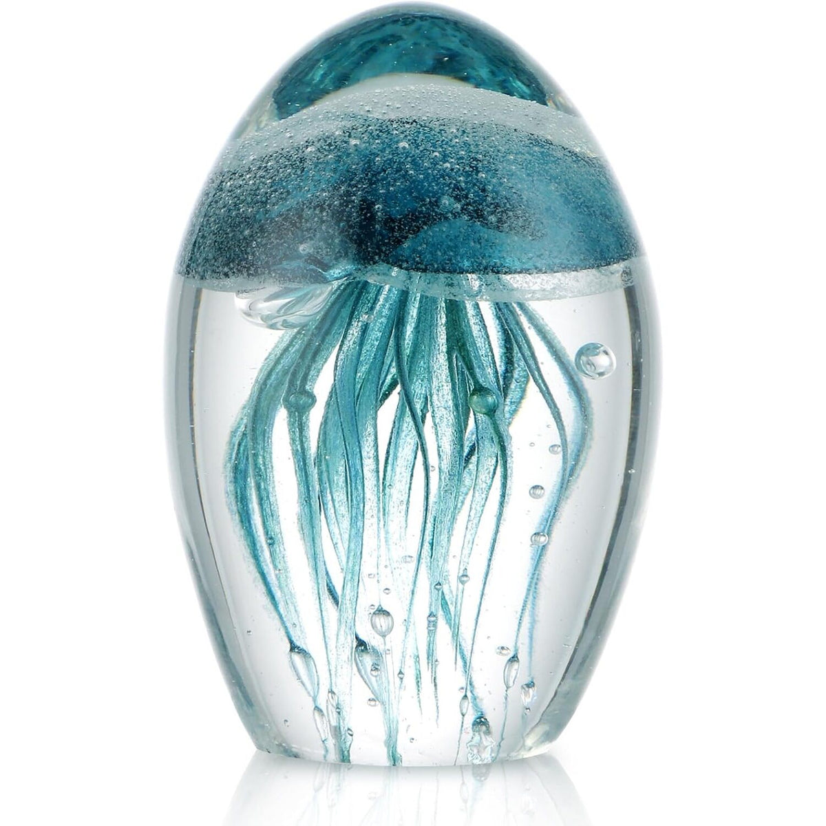 Hand Blown Glass Jellyfish Paperweight Glow in the Dark