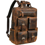 Genuine Crazy Horse Leather Travel Backpack