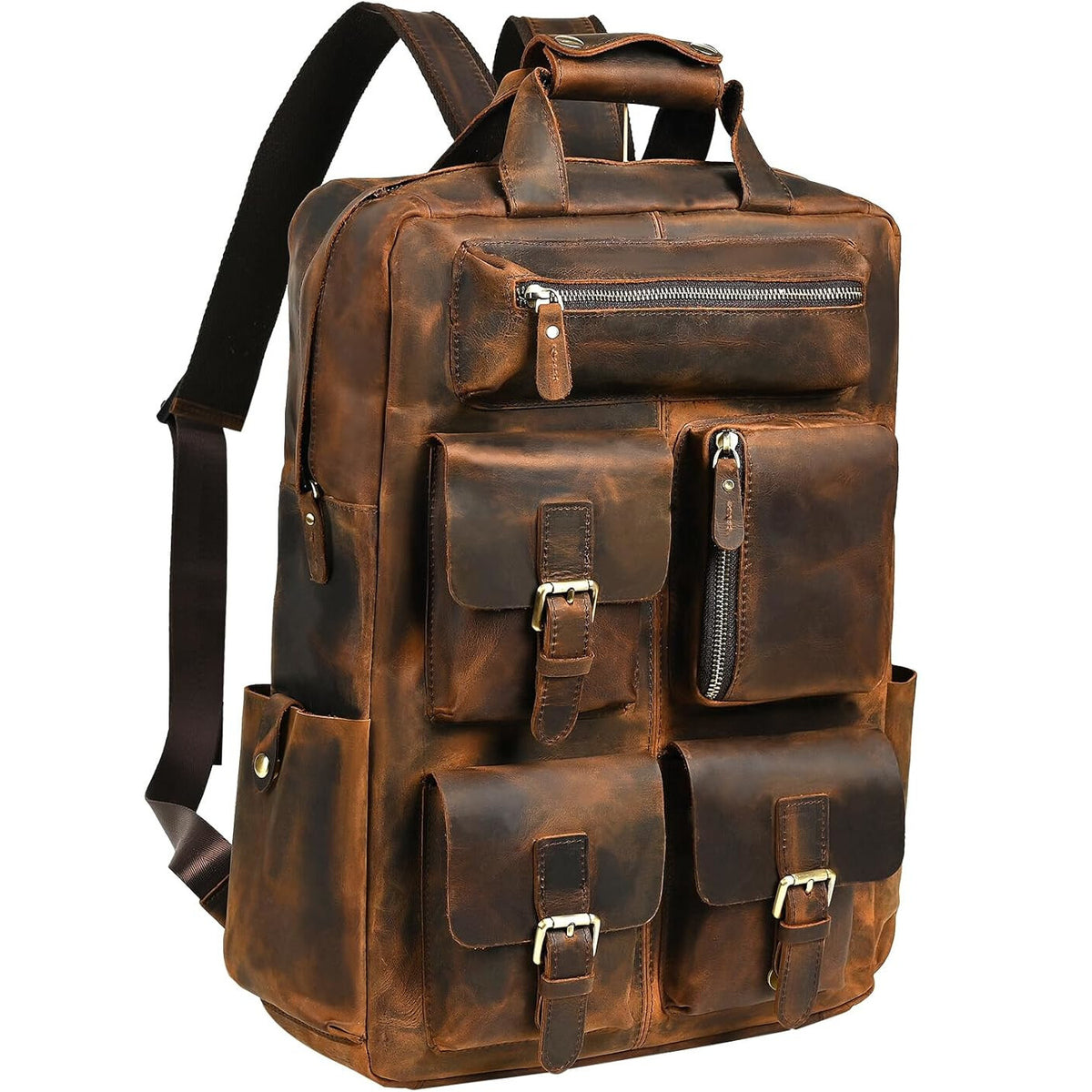 Genuine Crazy Horse Leather Travel Backpack