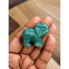 Hand Carved Green Jade Elephant Natural Stone