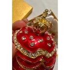 Faberge-Style Egg Trinket Box 6.6 Inch Red with Carriage
