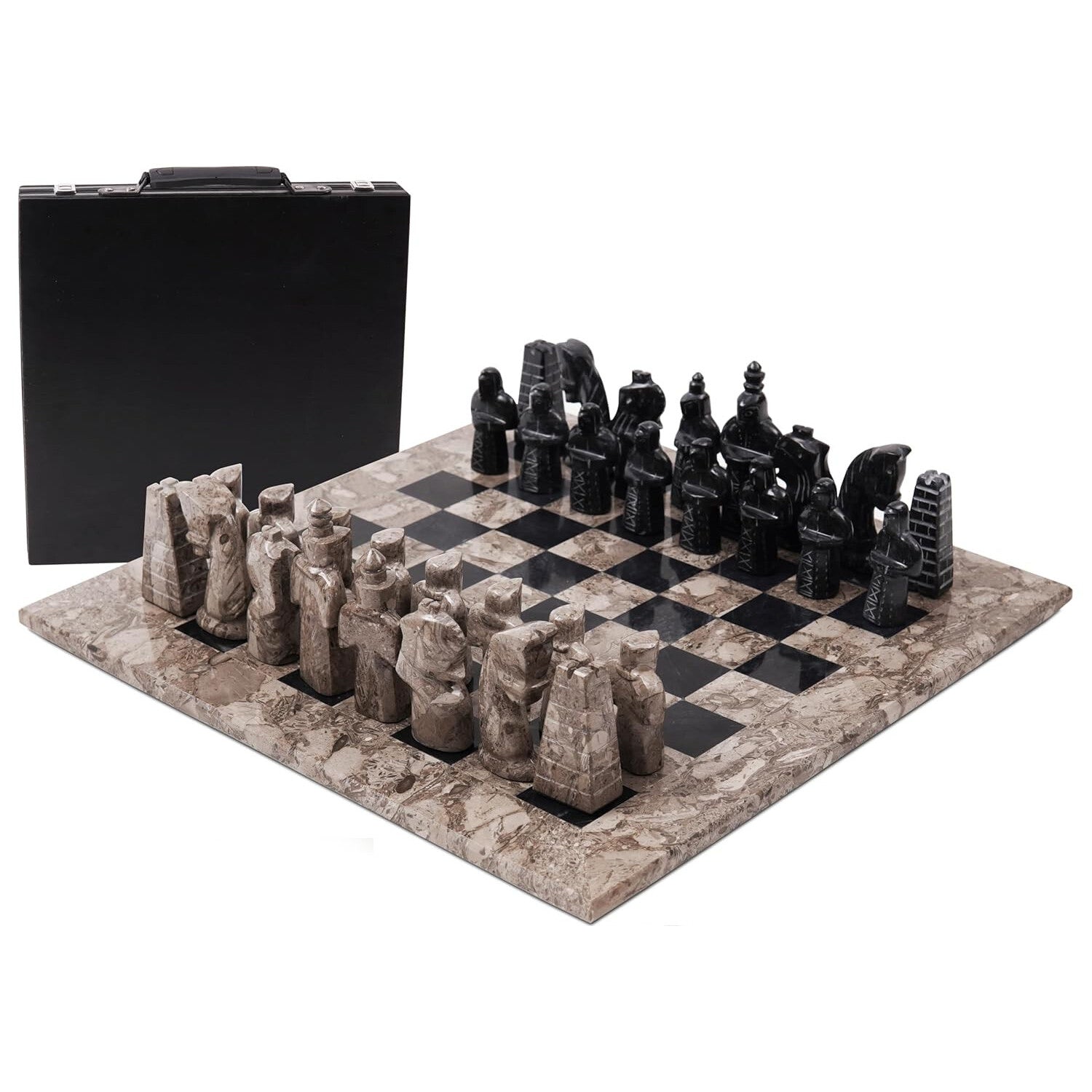 Handmade Marble Chess Set with Storage Box