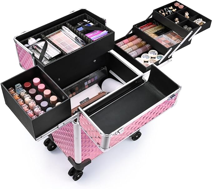 Large Rolling Cosmetic Trolley 4 Trays
