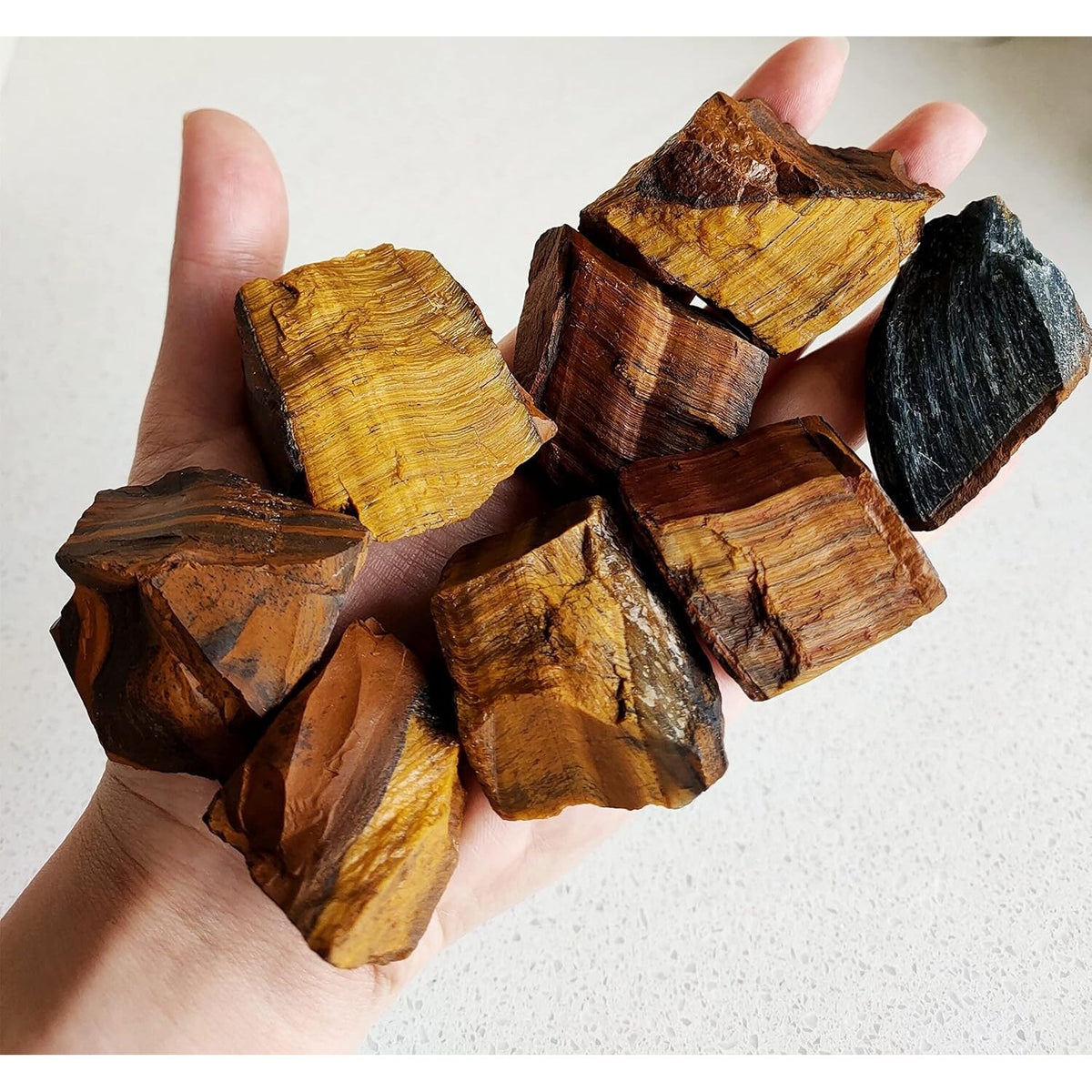2 Pound Bulk Rough Tiger Eye Crystal Raw Gemstones