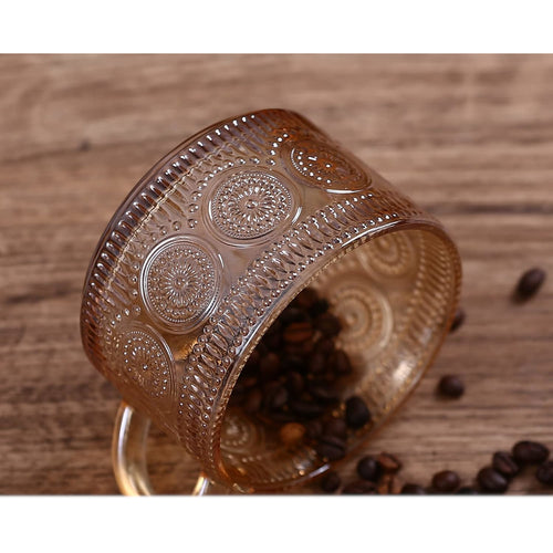 Arabian Vintage Glass Coffee Mug with Bamboo Lid