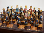 Royal Cats vs Dogs Hand-Painted Chess Set