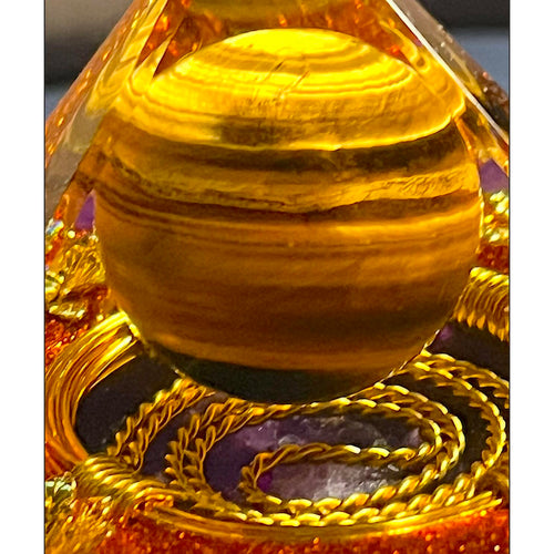 Amethyst Tiger’s Eye Copper Pyramid