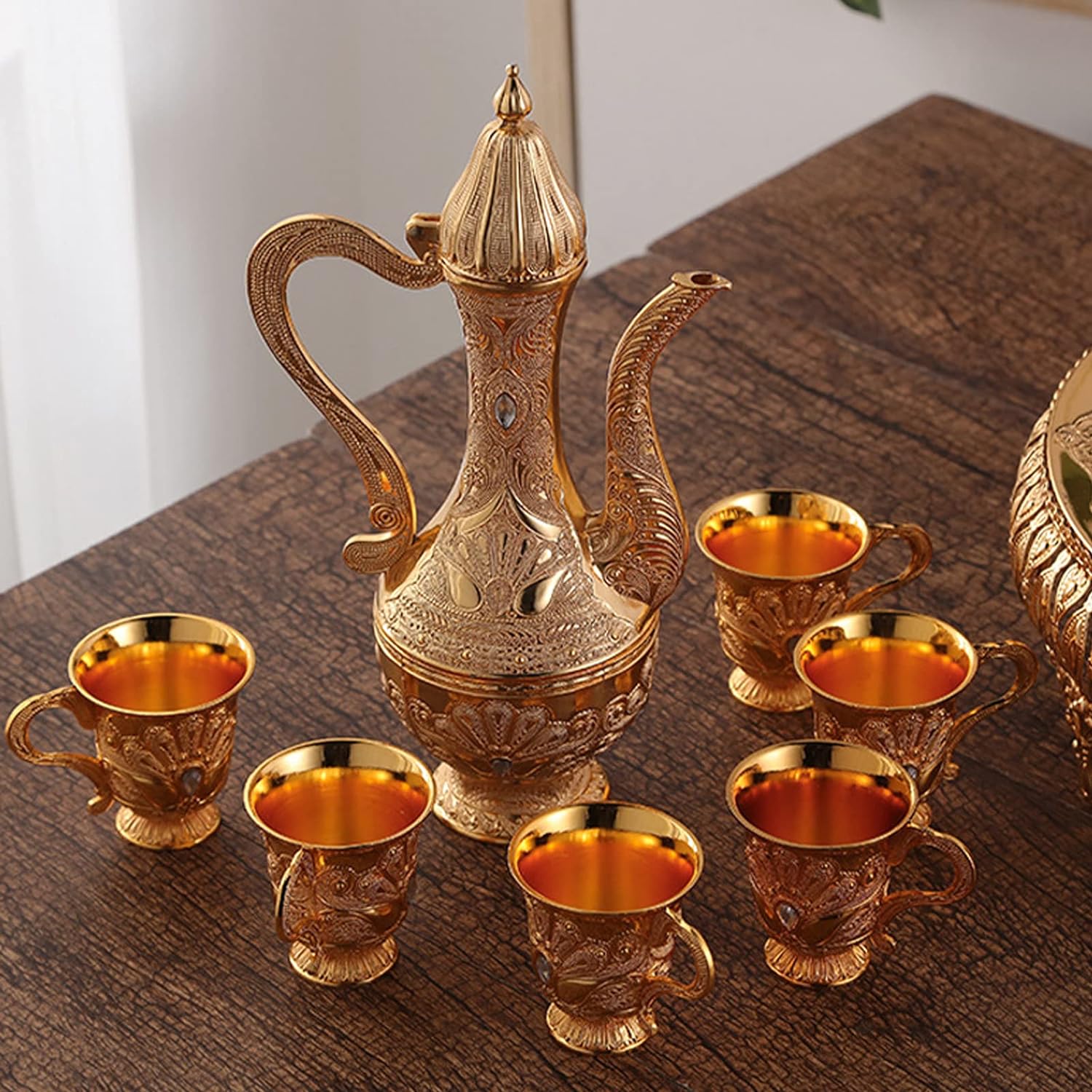 Golden Coffee Tea Set with Tray