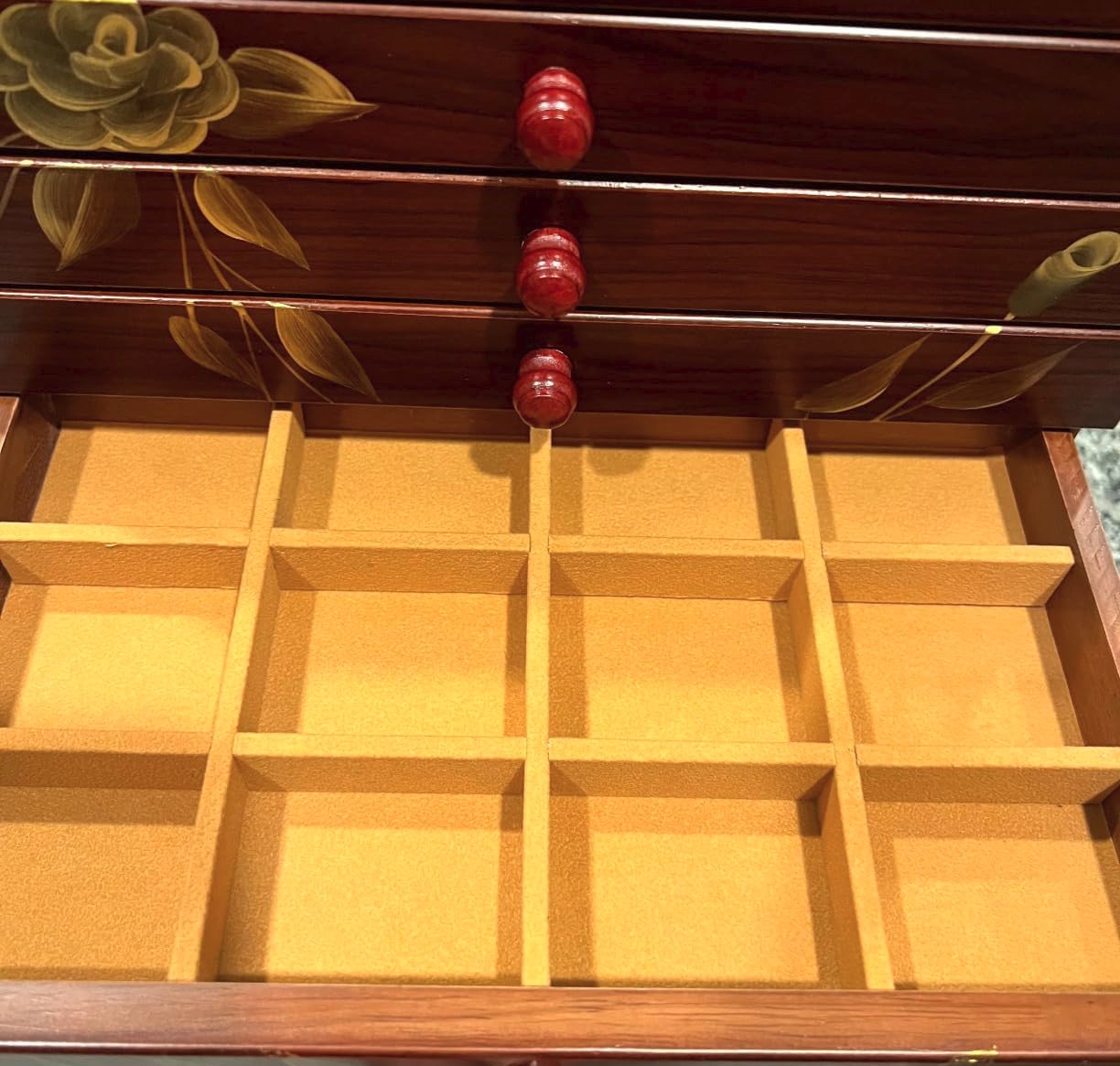 Hand-Painted Blossoms Vintage Jewelry Box