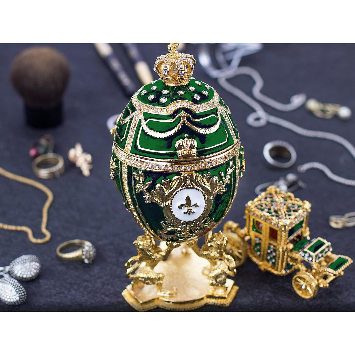Faberge Style Egg & Carriage Trinket
