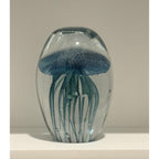 Hand Blown Glass Jellyfish Paperweight Glow in the Dark