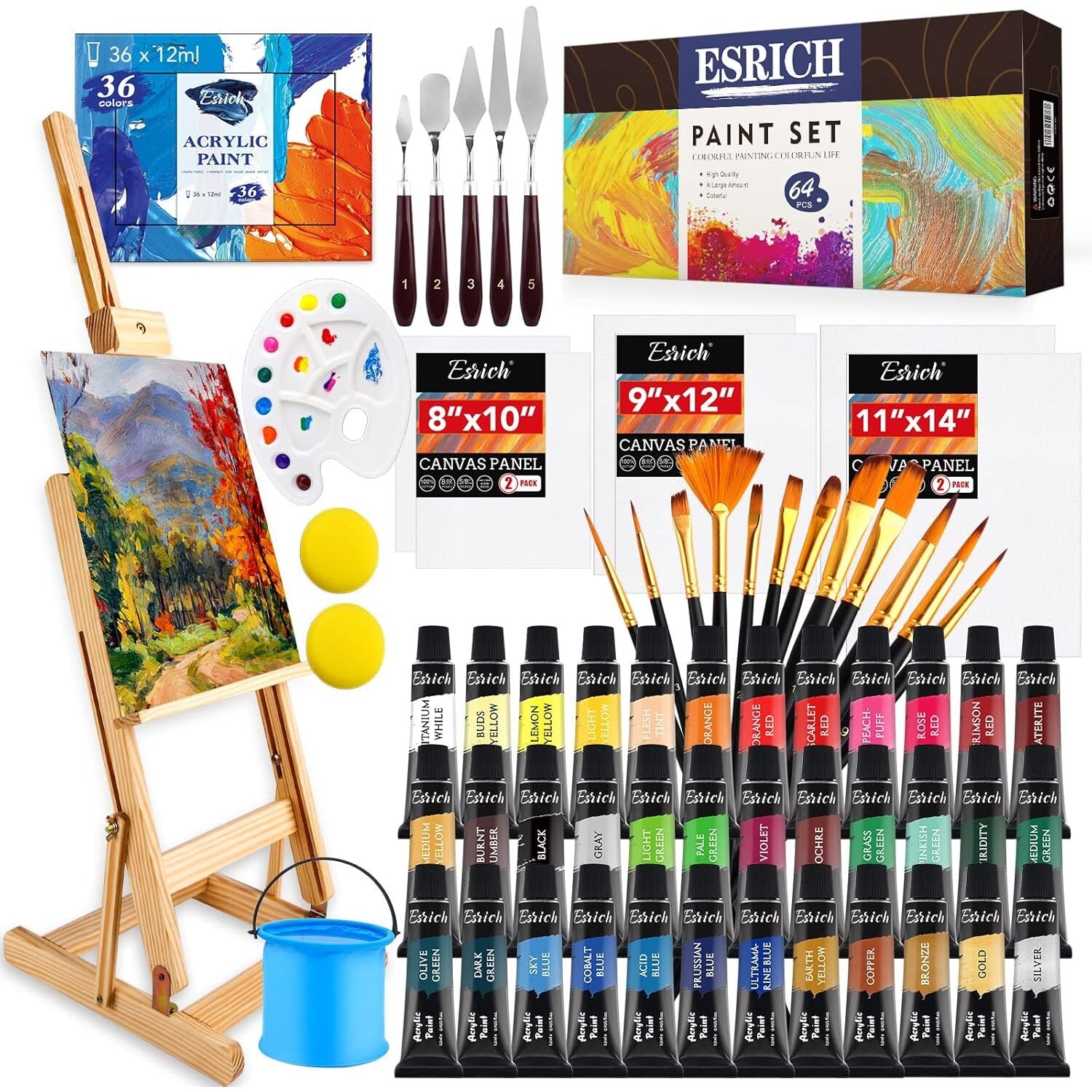 64 Piece Acrylic Paint Set