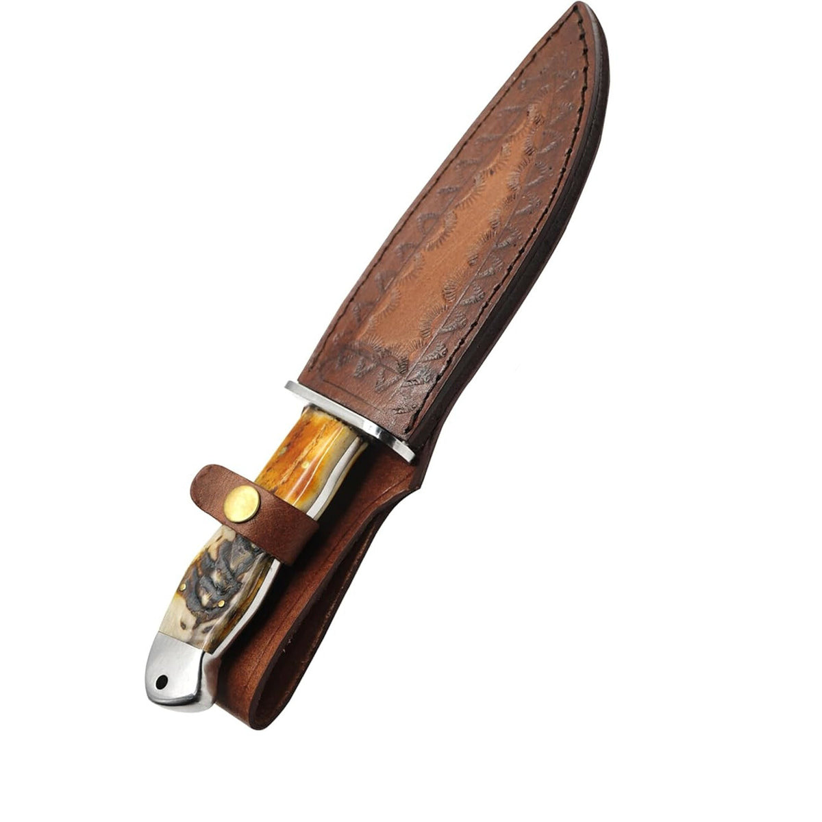 Damascus Steel Bowie Knife Ram Horn