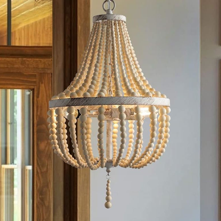 Wooden Beaded Boho Chandelier
