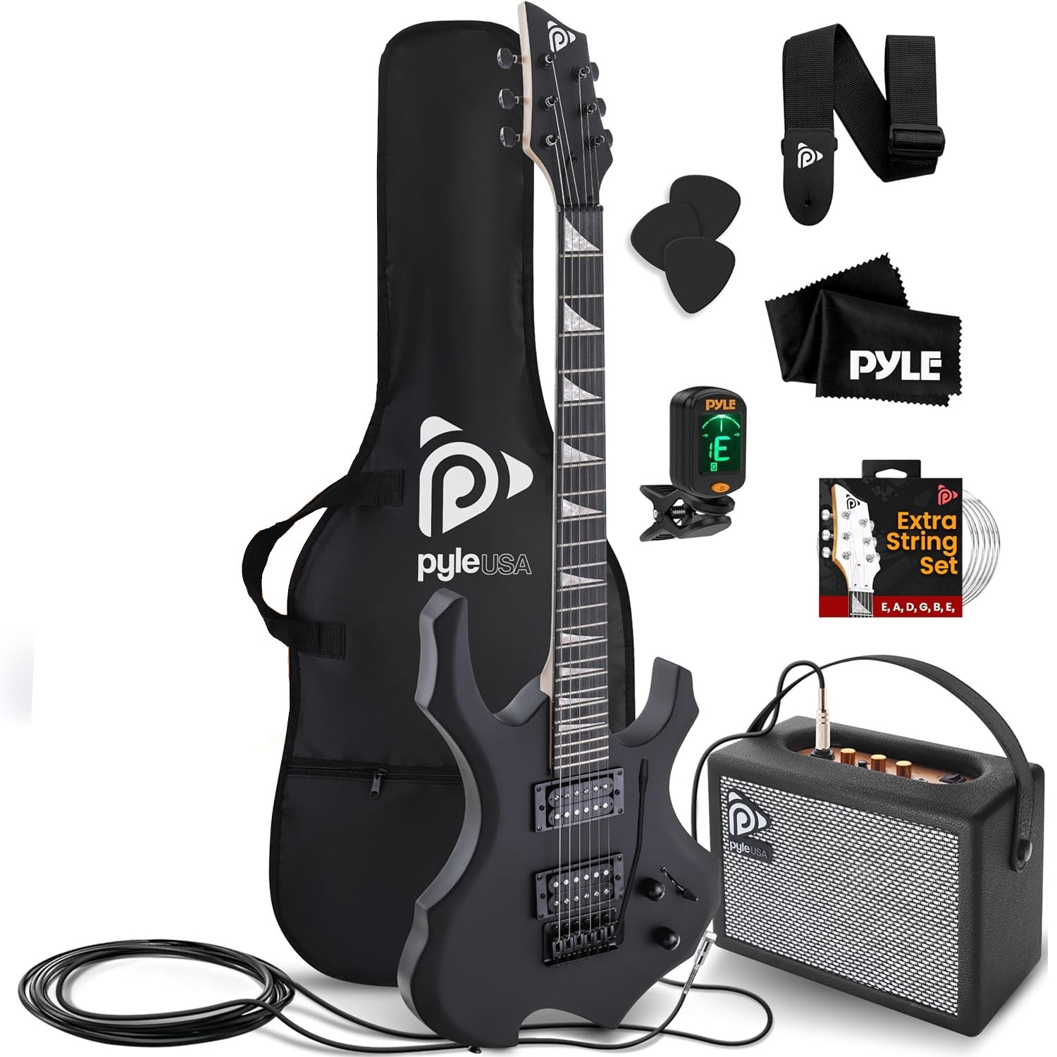 Heavy Metal Electric Fire Guitar and Accessories