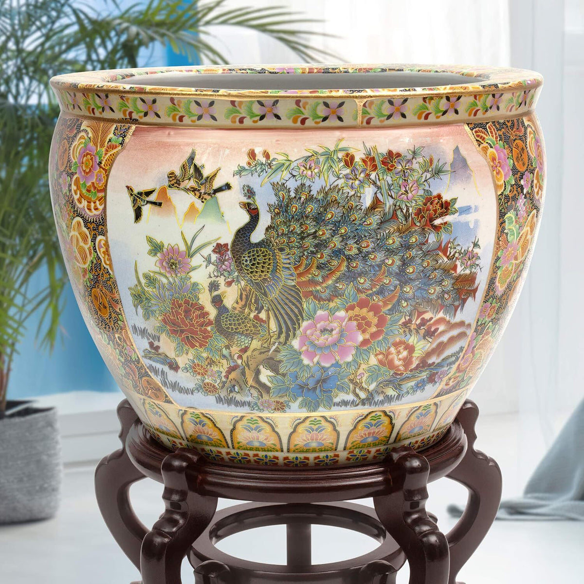Hand-Painted Satsuma Porcelain Planter