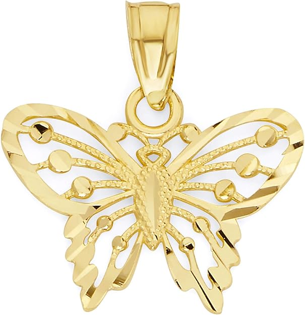 10k Solid Gold Butterfly Pendant