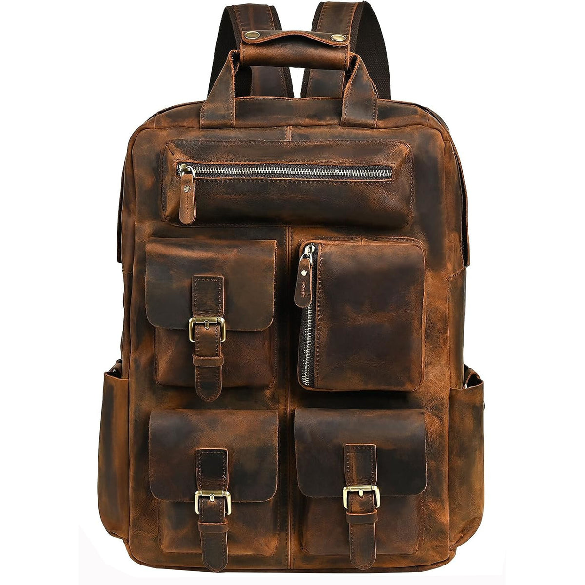 Genuine Crazy Horse Leather Travel Backpack