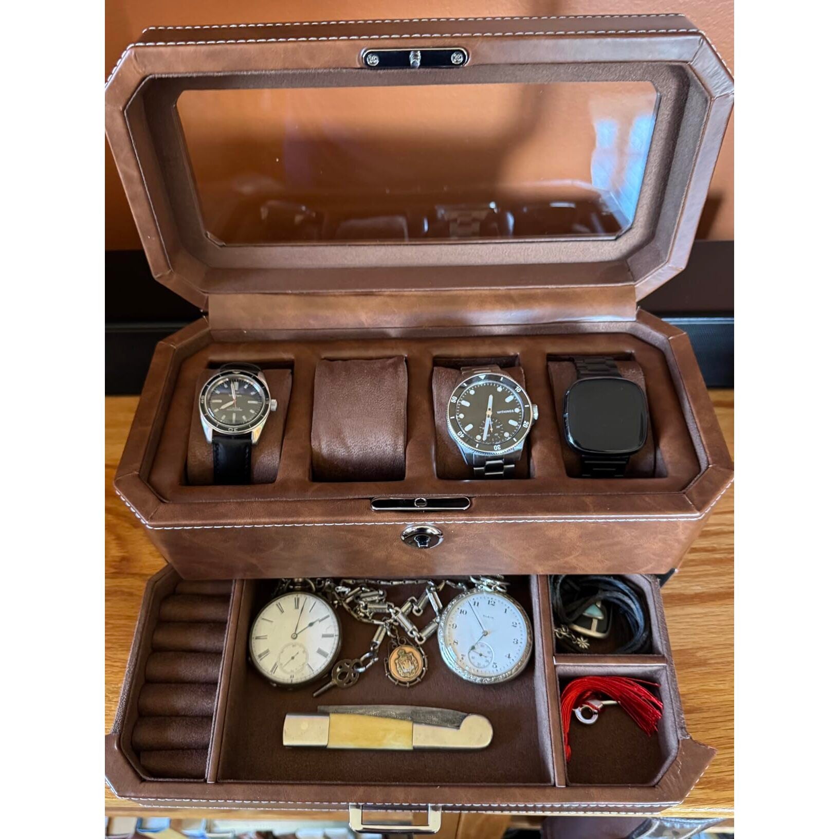 Leather 4 Slot Watch Display Box