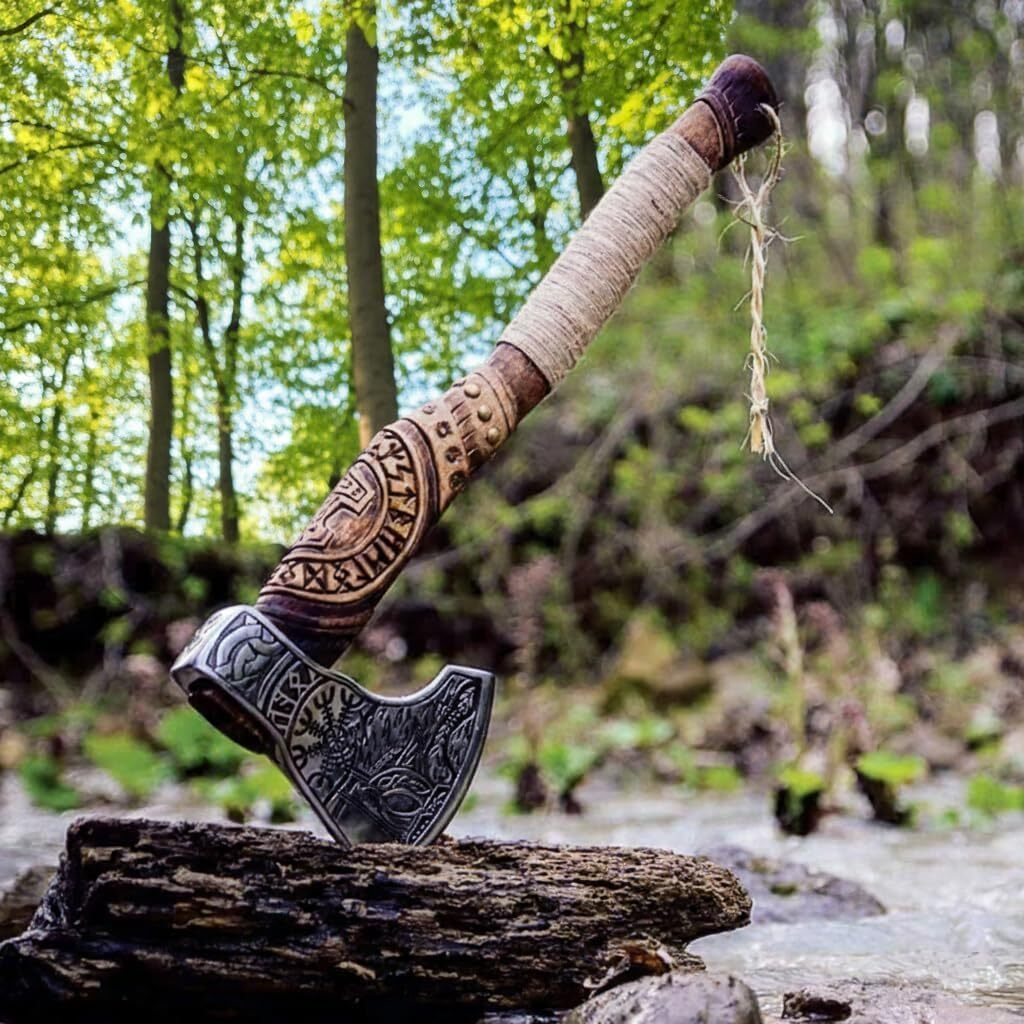 Hand Forged Viking Axe 21 Inch Carbon Steel Blade