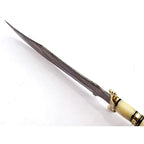 Handmade Camel Bone & Brass Handle Damascus Knife