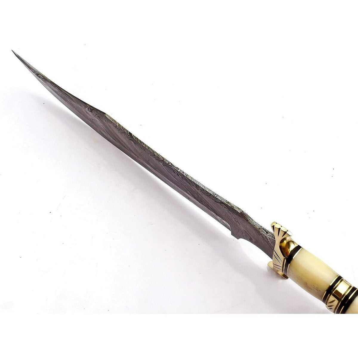 Handmade Camel Bone & Brass Handle Damascus Knife
